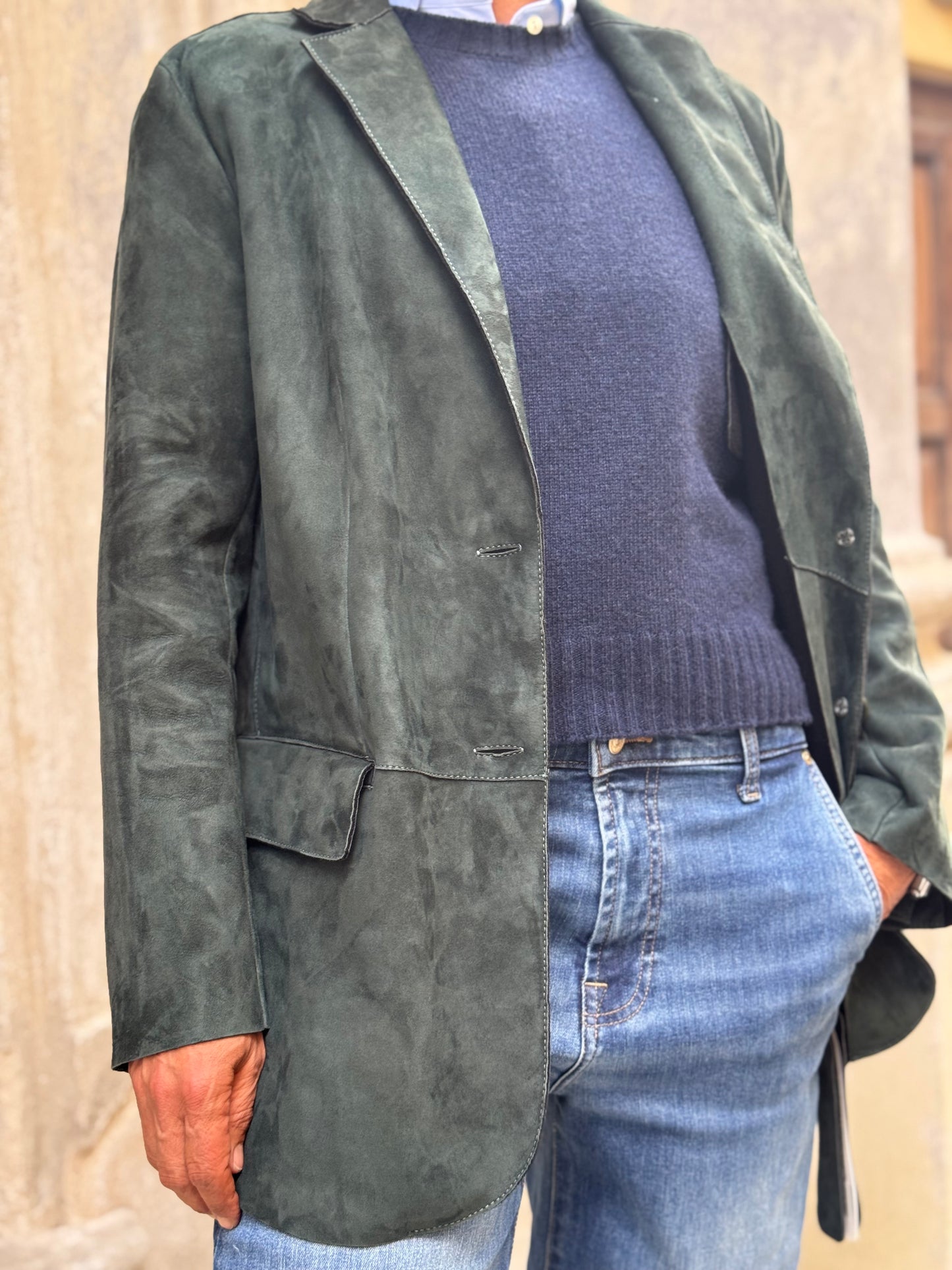 Blazer In Pelle Scamosciata