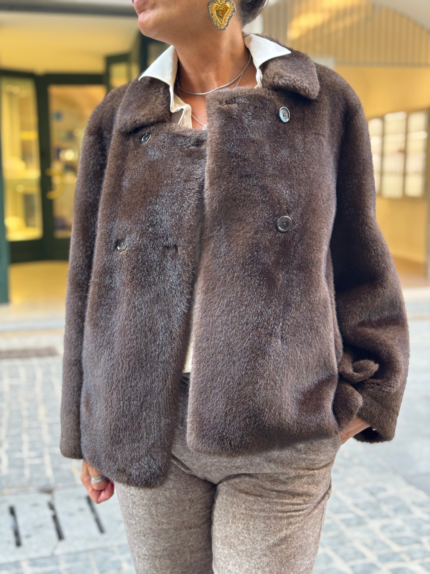 Giacca Doppiopetto Eco Fur