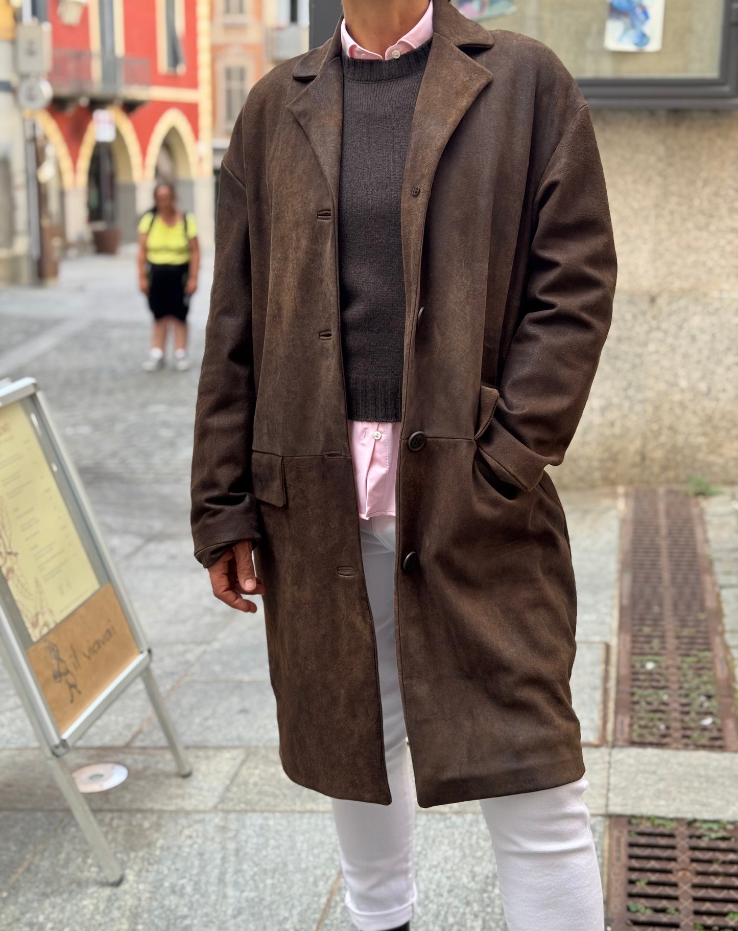 Cappotto In Pelle Scamosciata