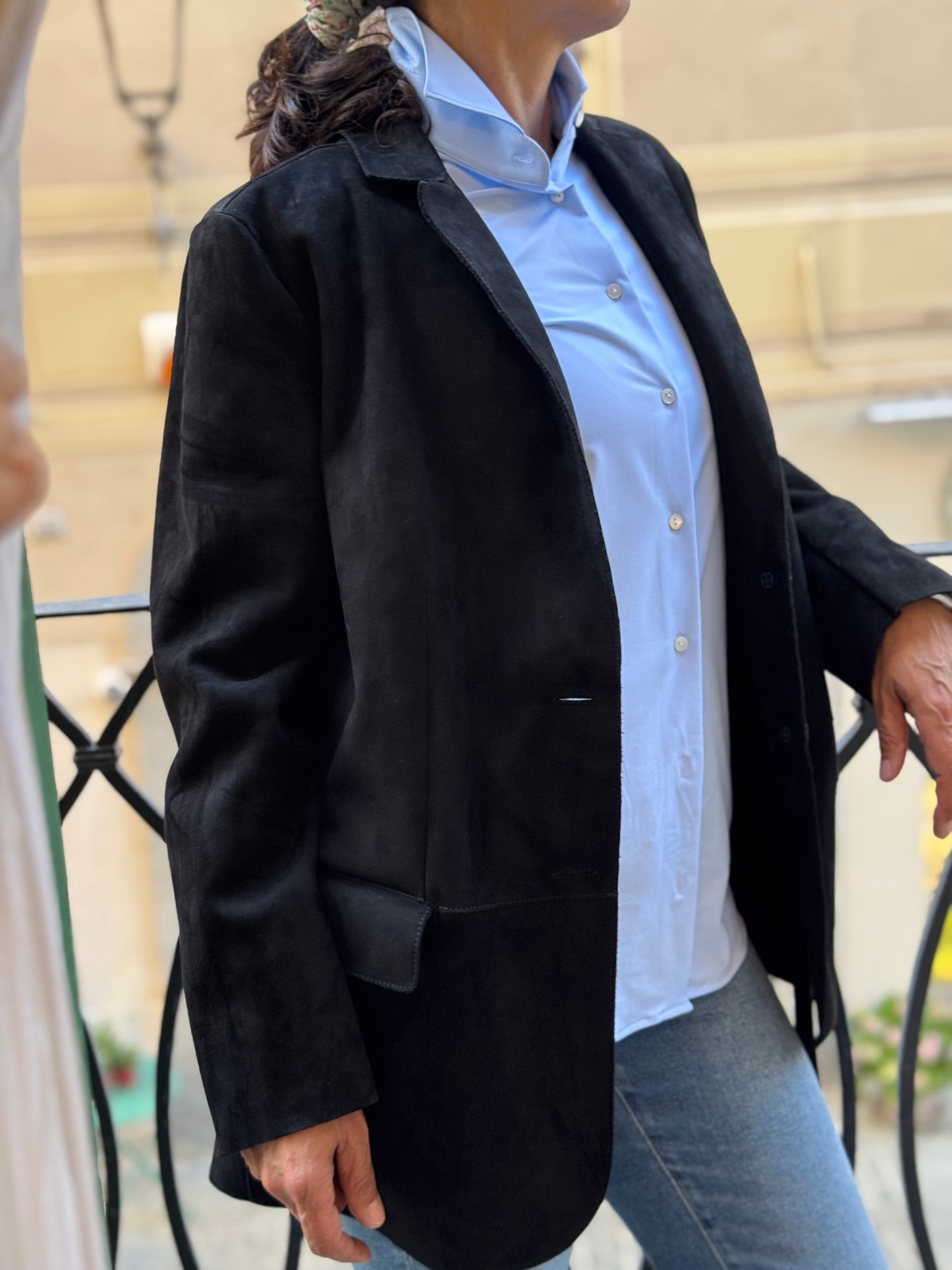 Blazer In Pelle Scamosciata