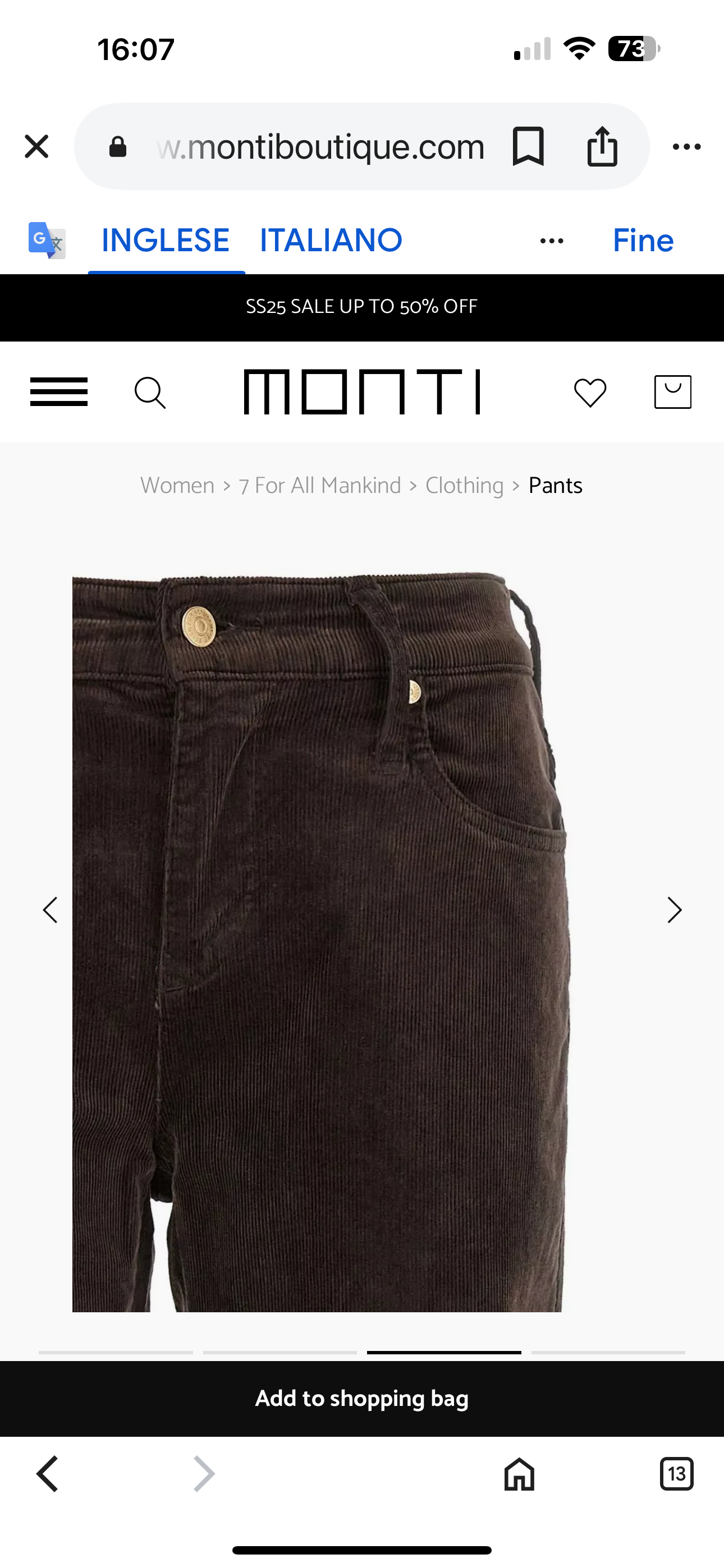 Denim Calie Straight Corduroy Coffee