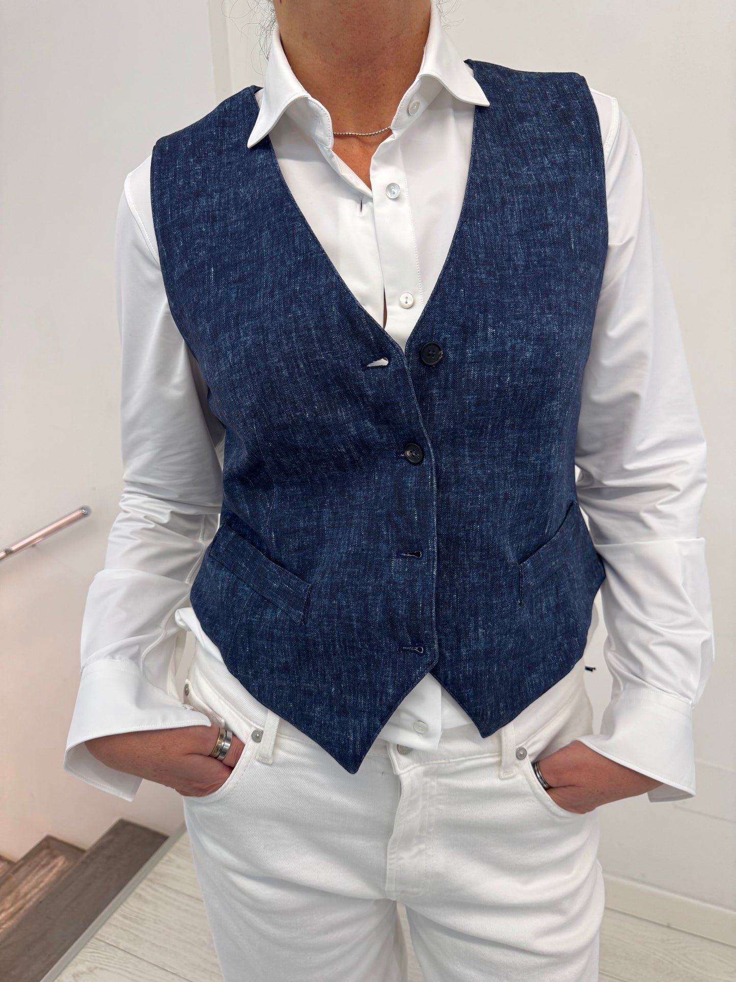 Gilet Monopetto Blue Oxford