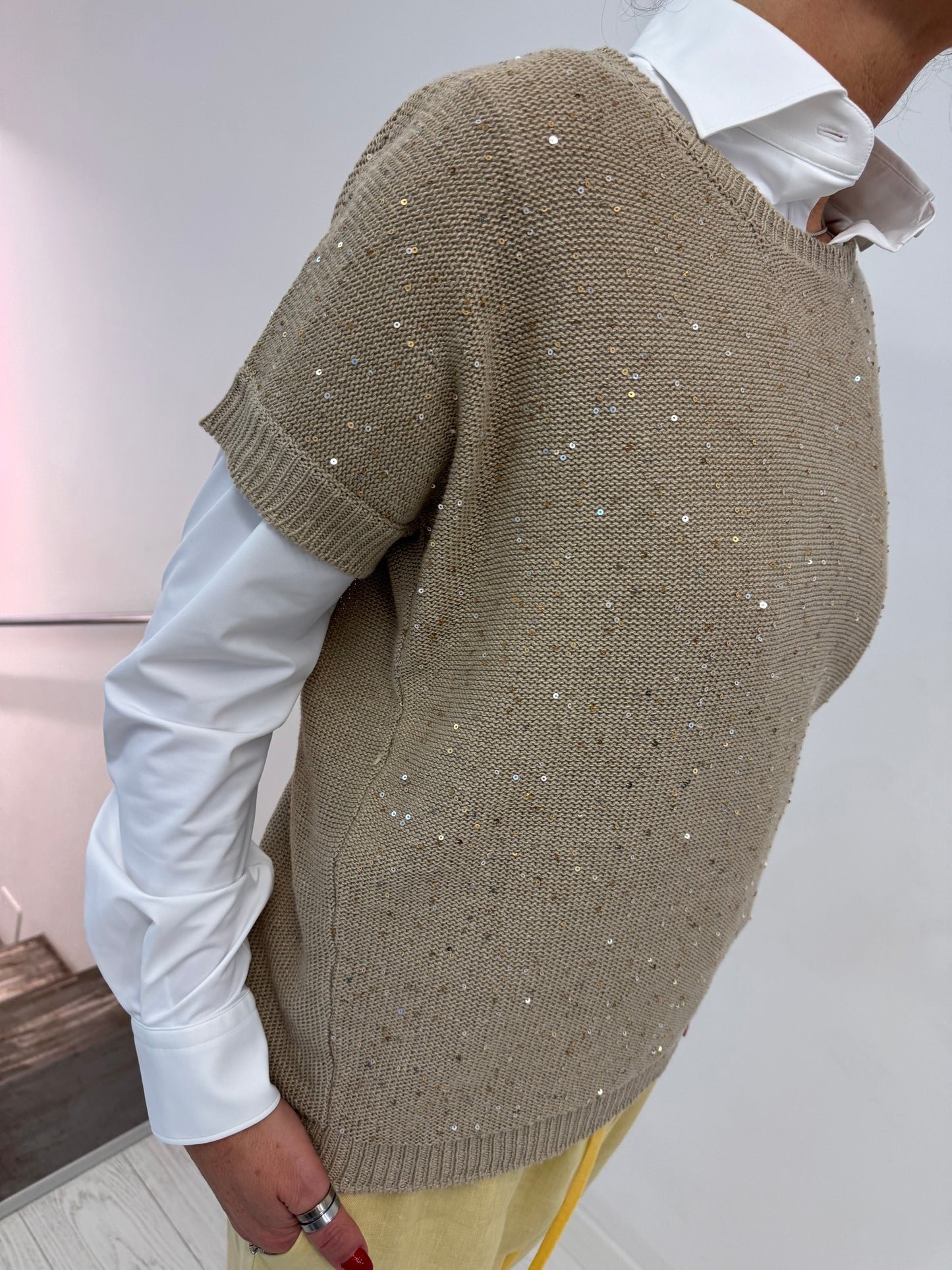 Maglia Girocollo M/ Corta Micropaillettes