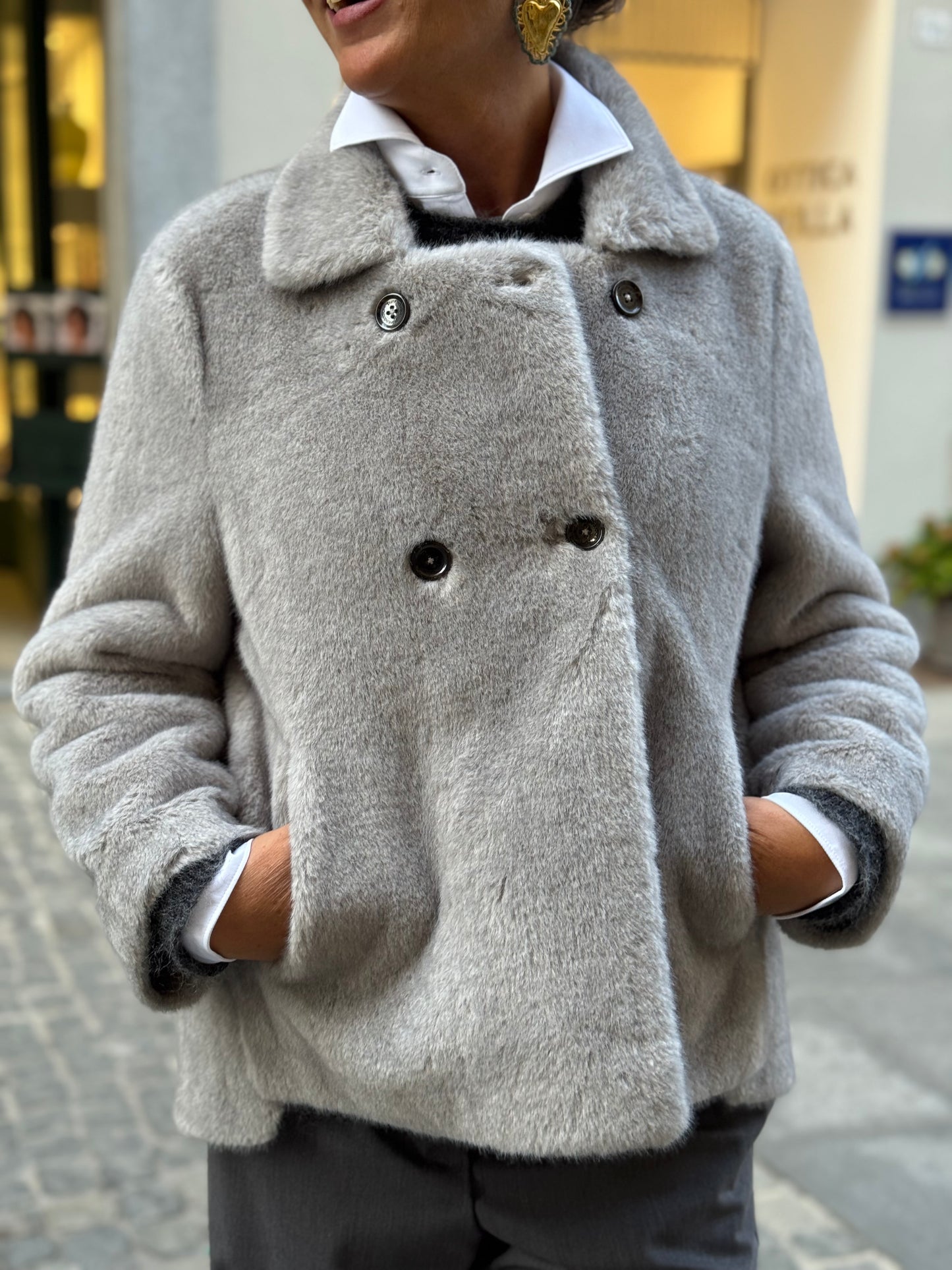 Giacca Doppiopetto Eco Fur