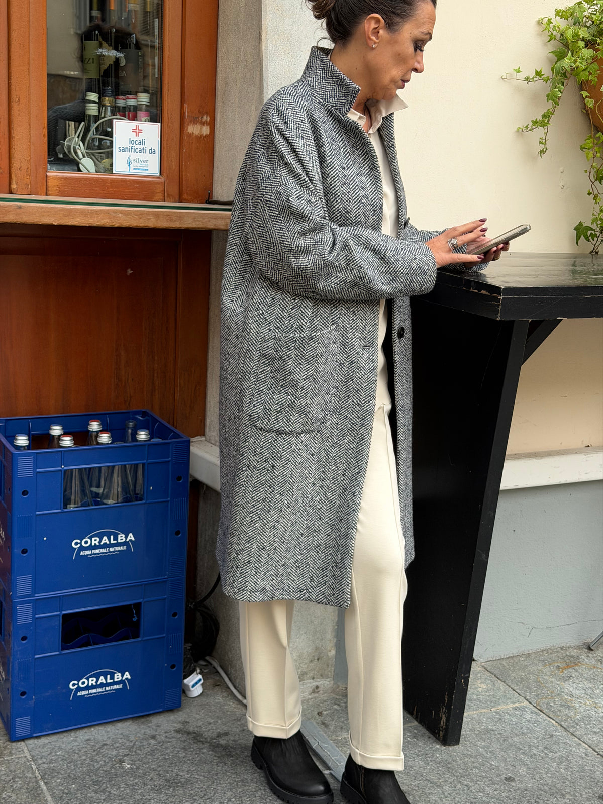 Cappotto Tweed Con Micropaillettes