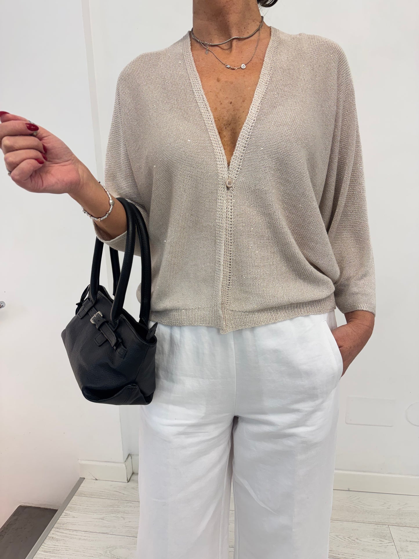 Cardigan Corto Micro Sequins Yarn