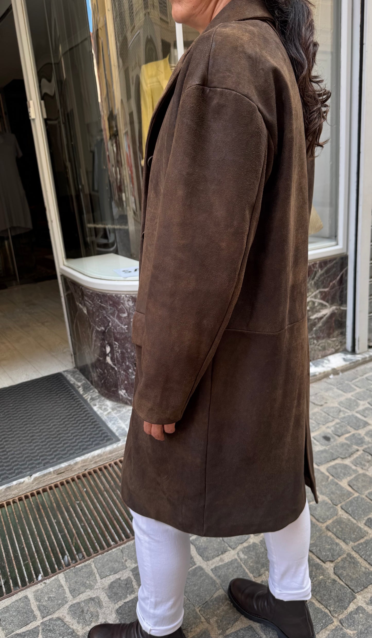Cappotto In Pelle Scamosciata