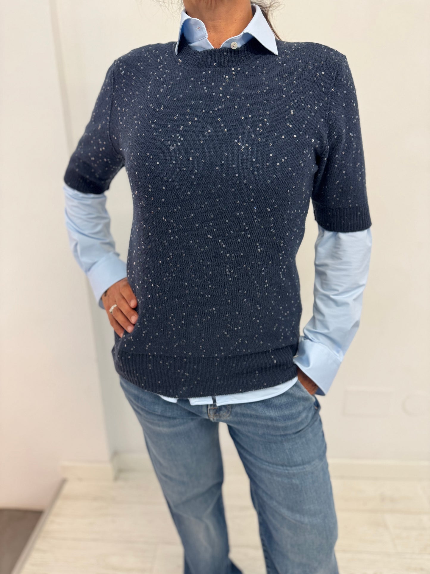 Maglia GIrocollo con Paillettes Double-face