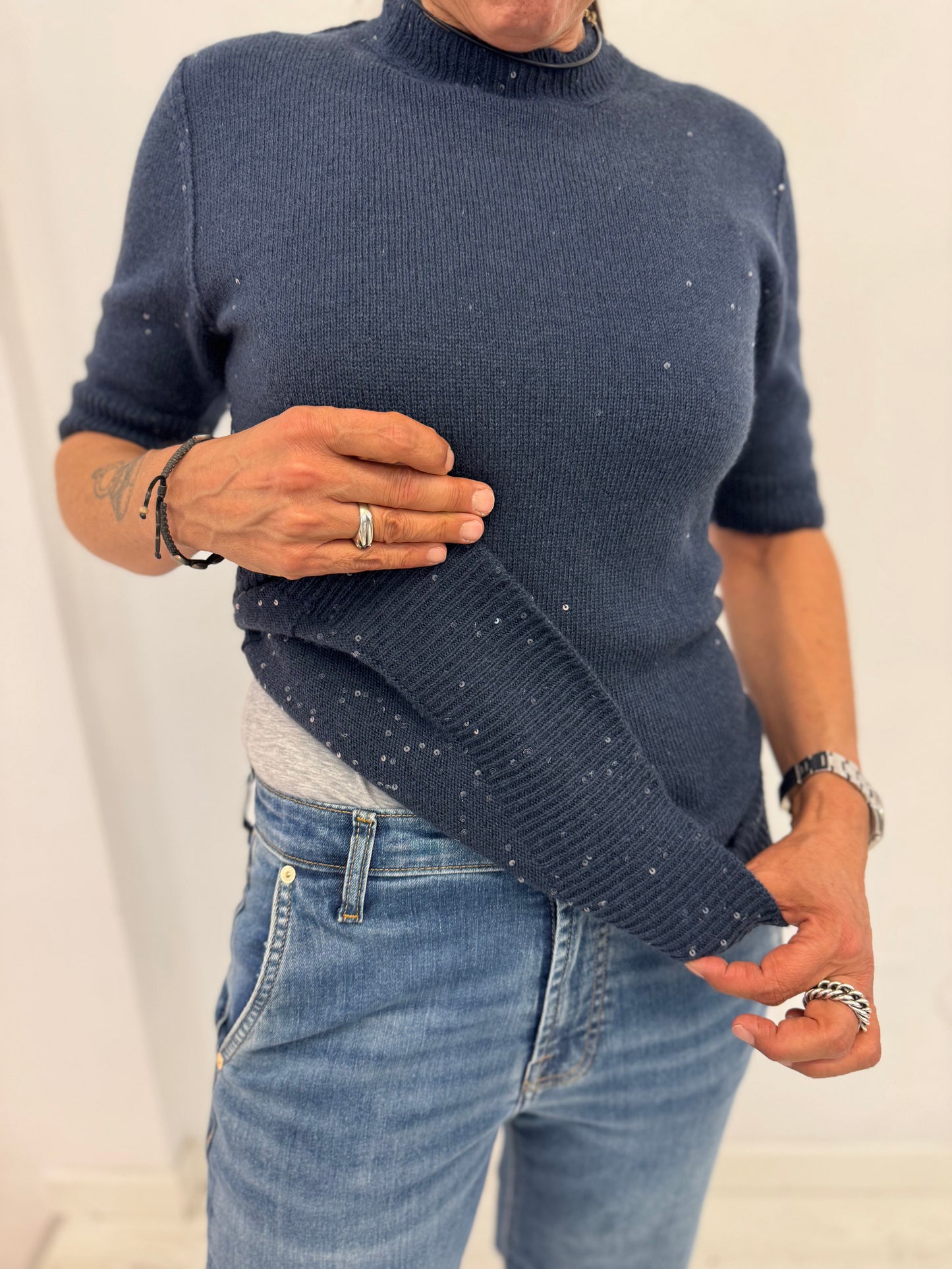 Maglia GIrocollo con Paillettes Double-face
