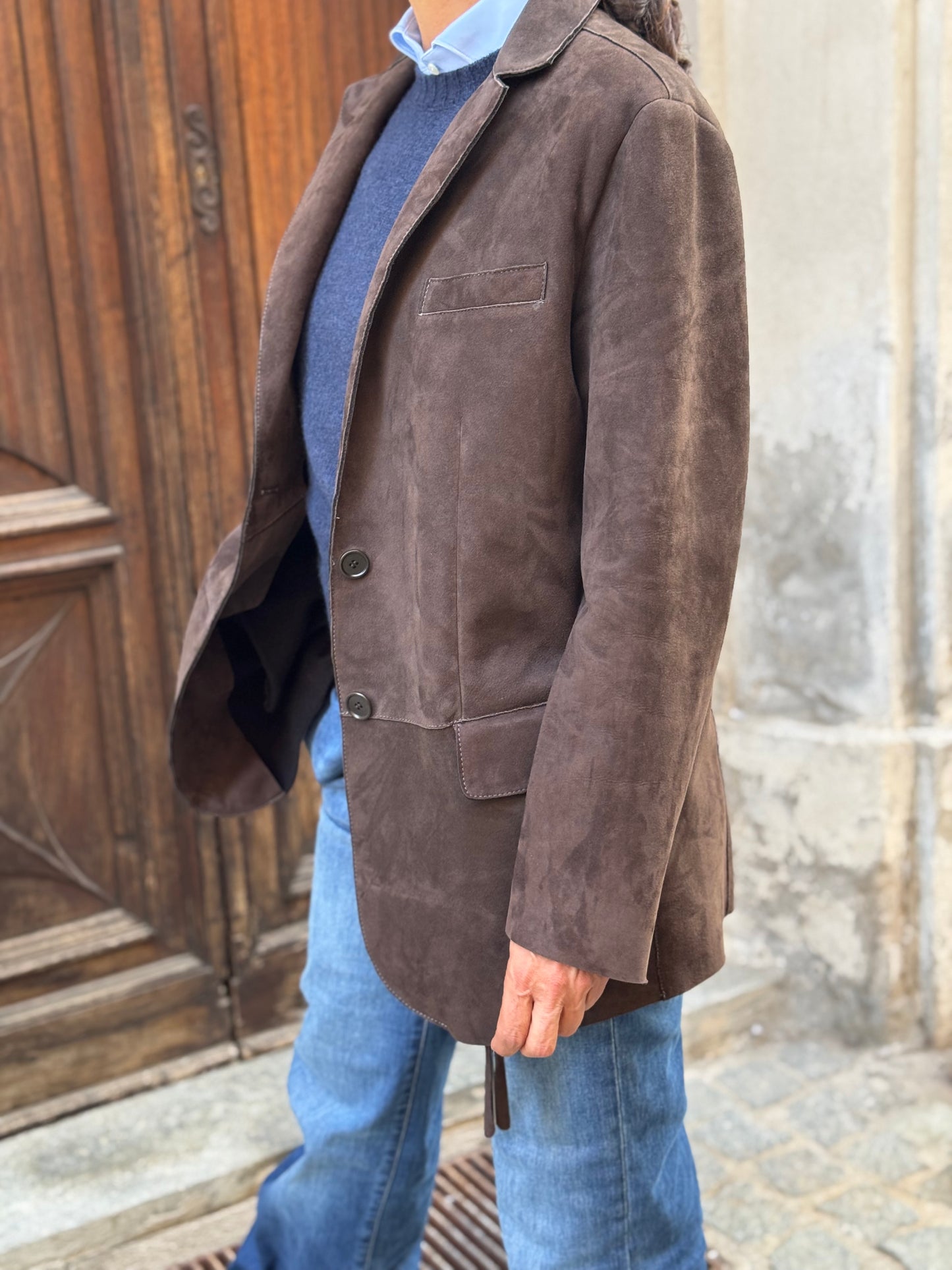 Blazer In Pelle Scamosciata