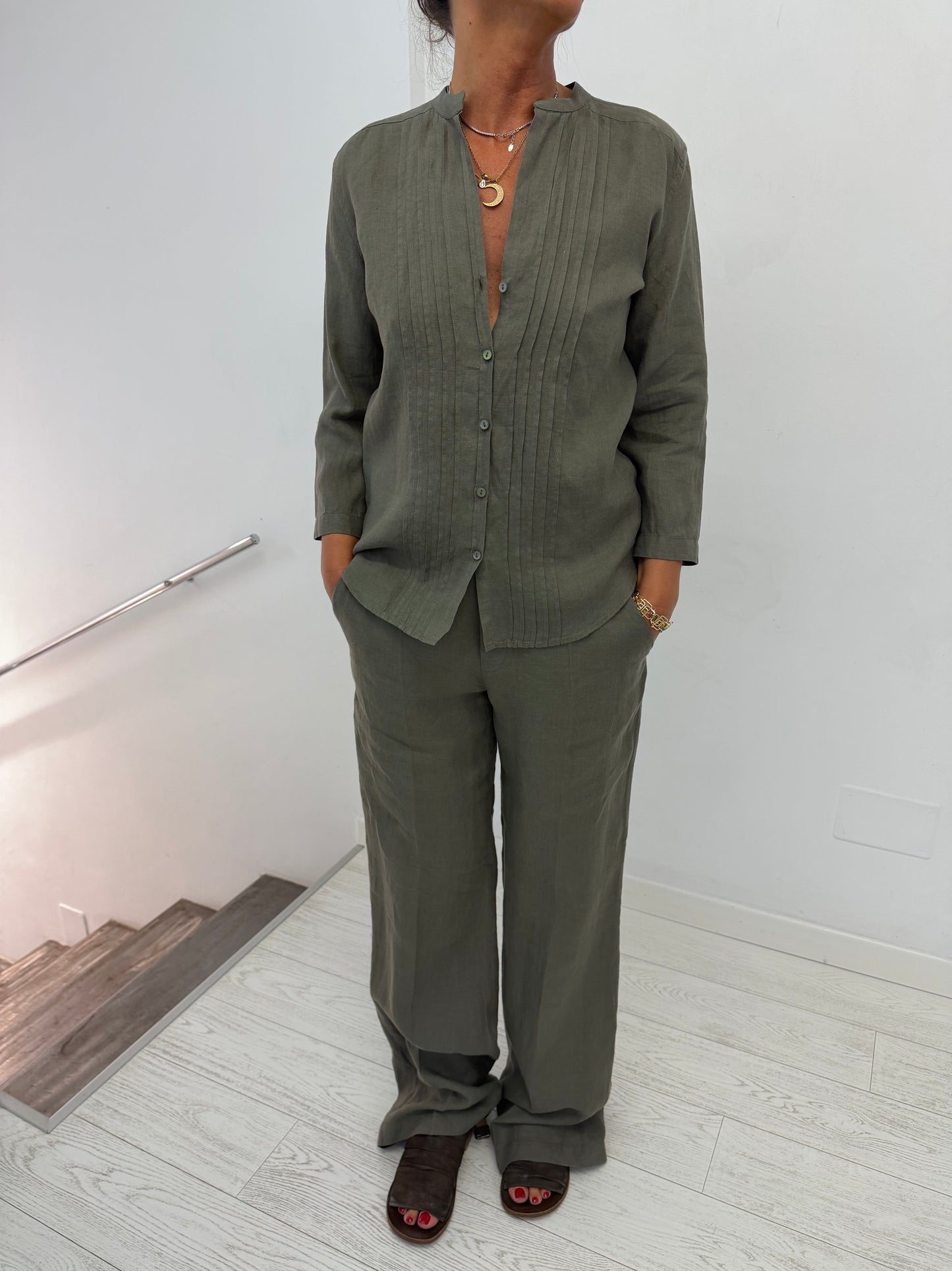 Pantalone Lino Ariel Oliva