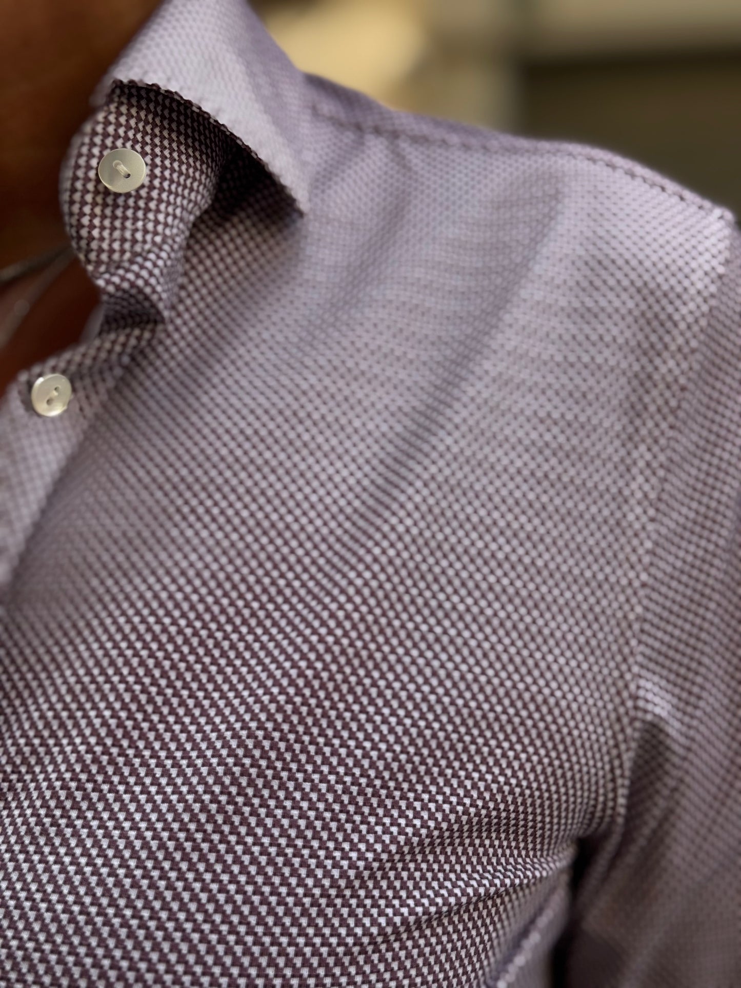 Camicia No Stiro Pied de Poule