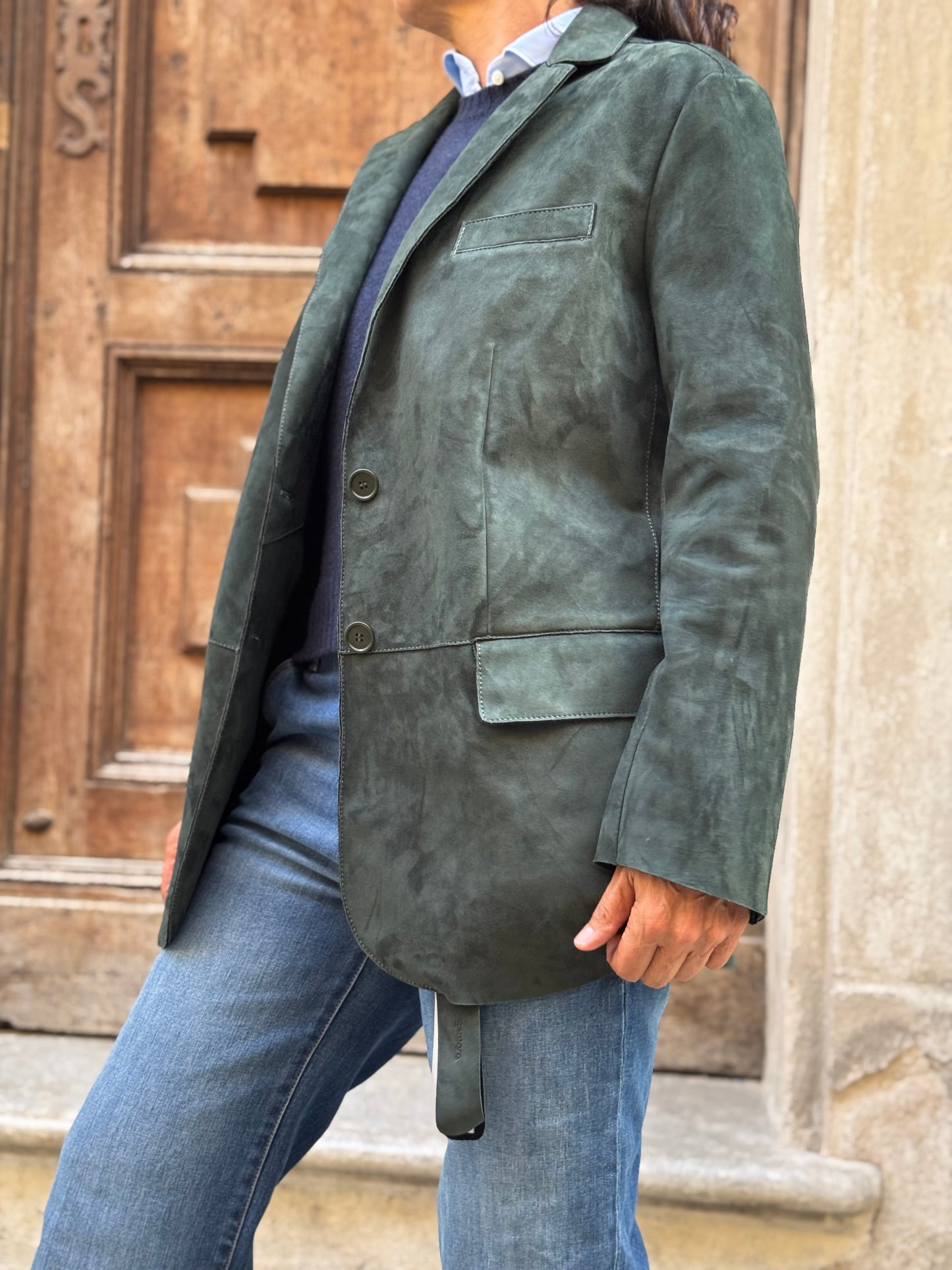 Blazer In Pelle Scamosciata