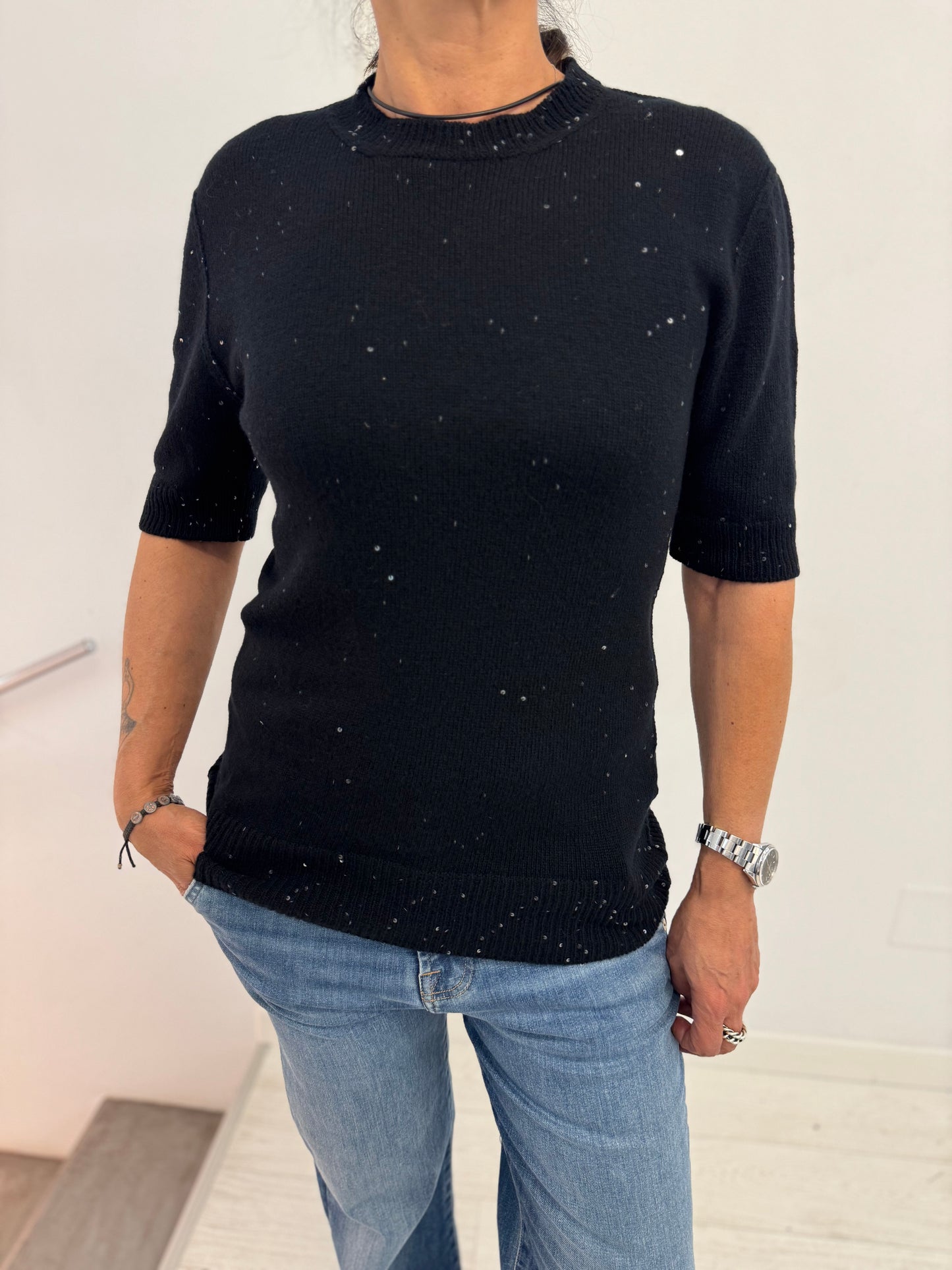 Maglia GIrocollo con Paillettes Double-face