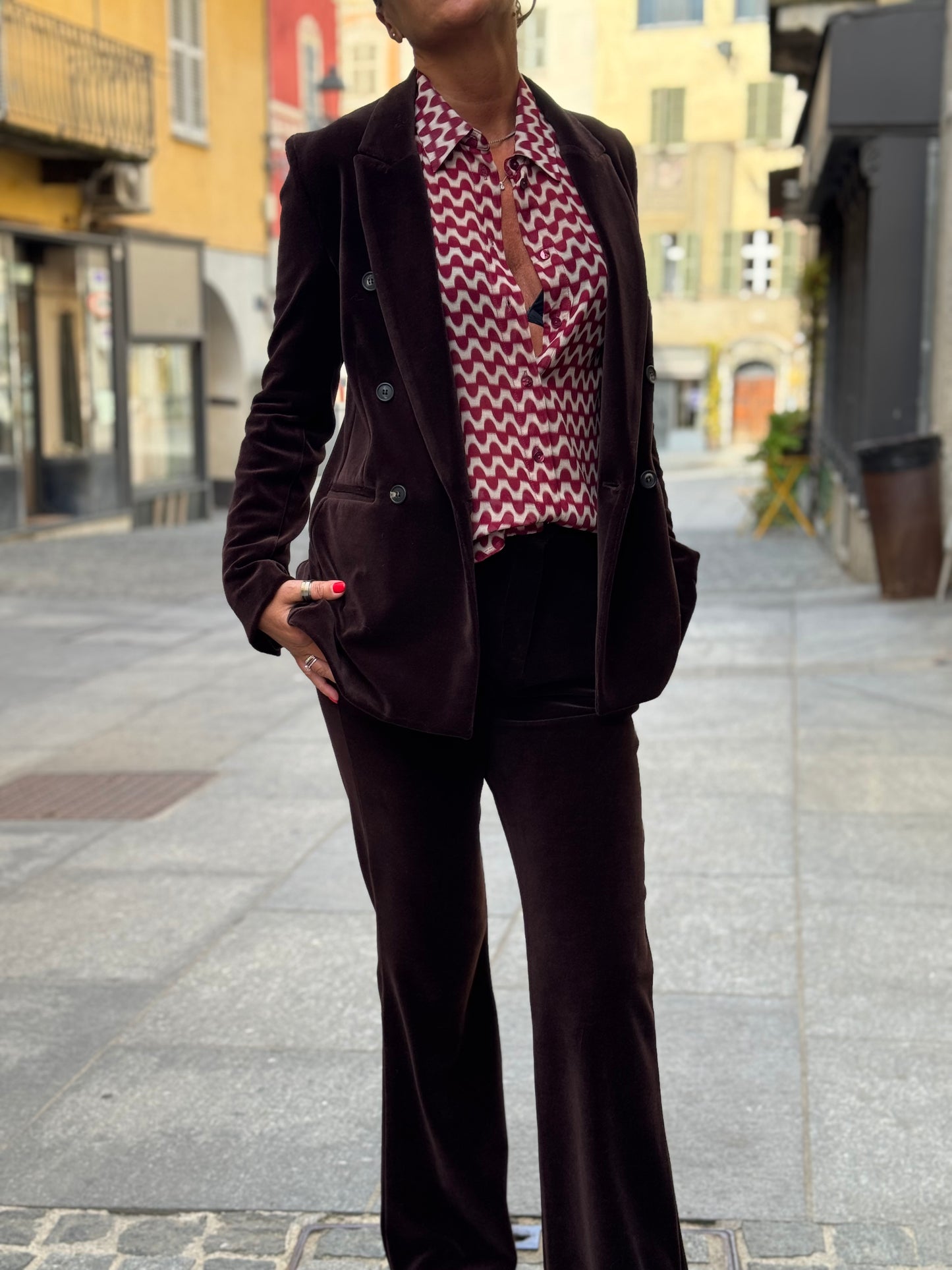 Blazer Doppiopetto Velluto Stretch