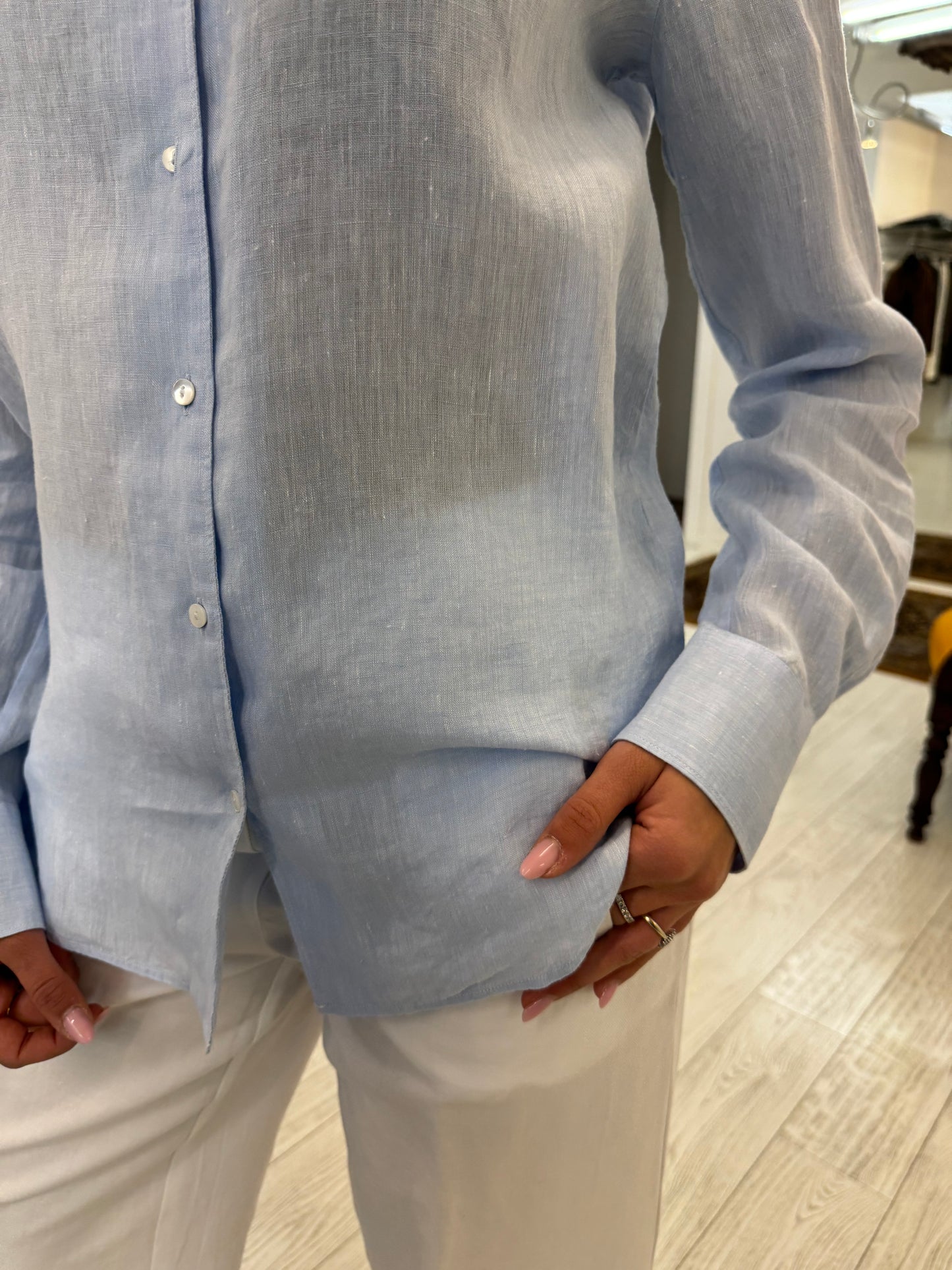 Camicia Lino Collo Coreana