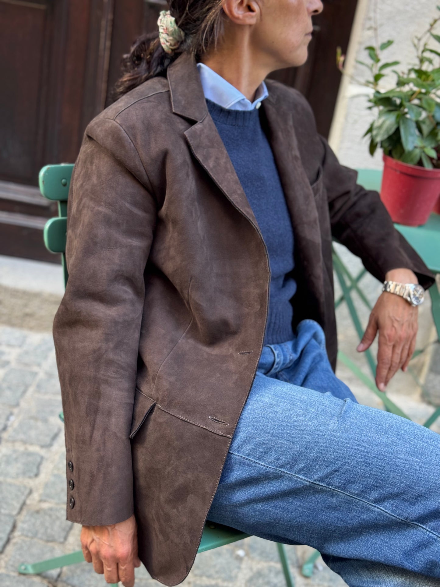 Blazer In Pelle Scamosciata