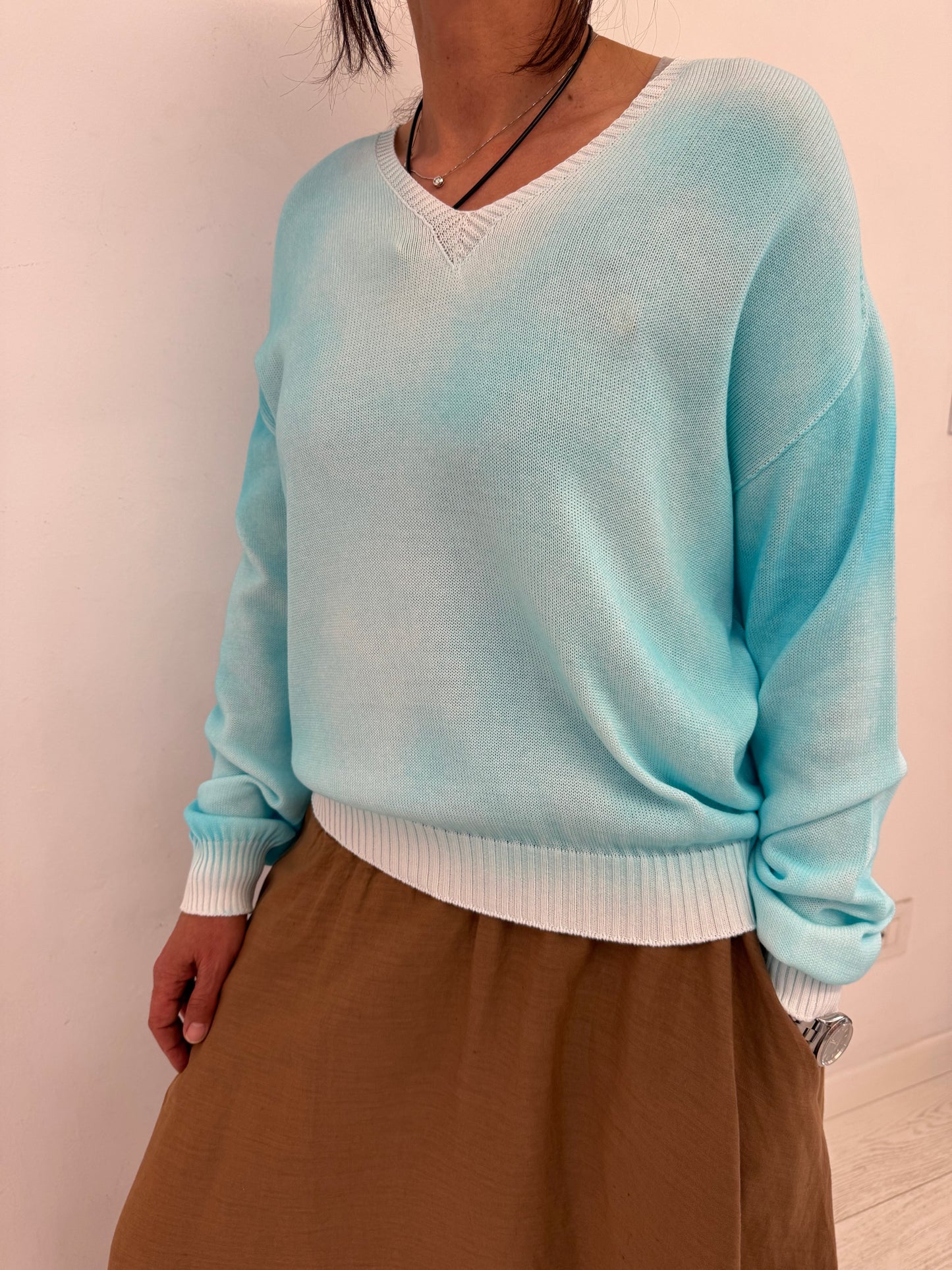 Maglia V Neck Cotone Aerografato