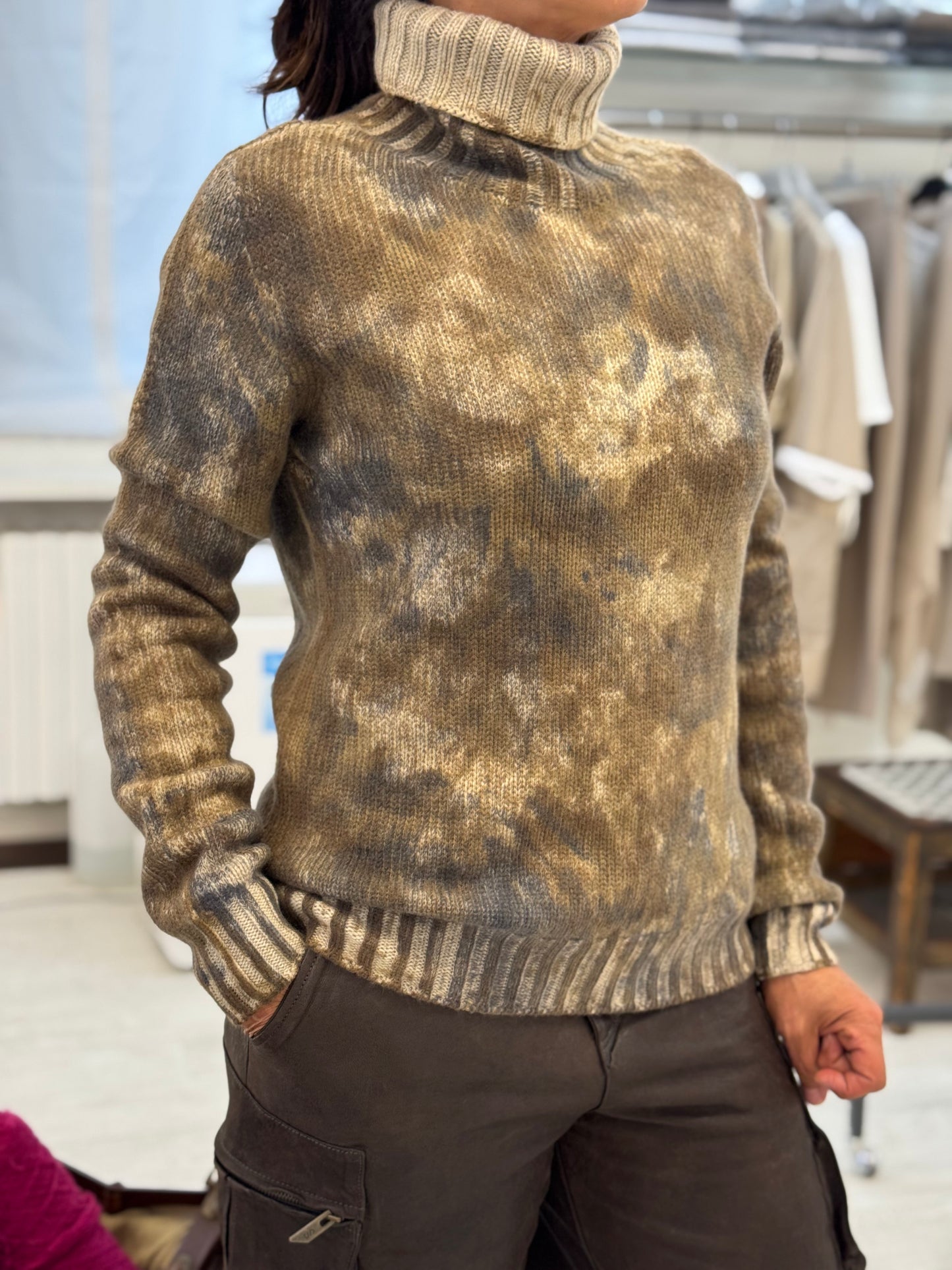 Maglia Dolcevita Cashmere Camouflage