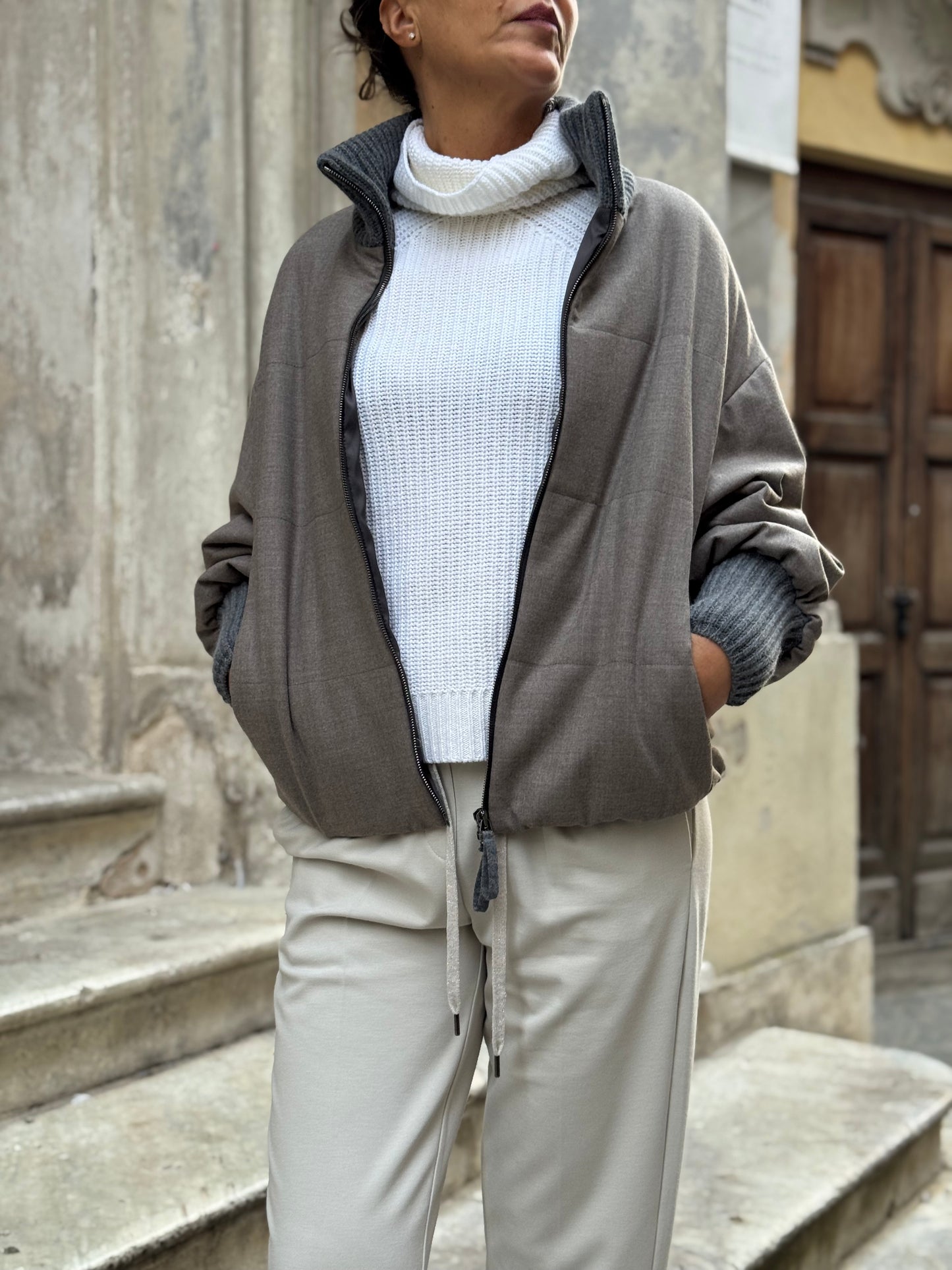 Bomber Flanella Inserti in Maglia