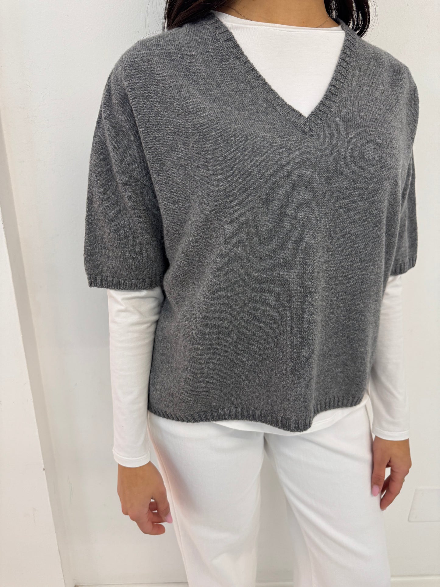 Maglia Cashmere Collo V Scatoletta