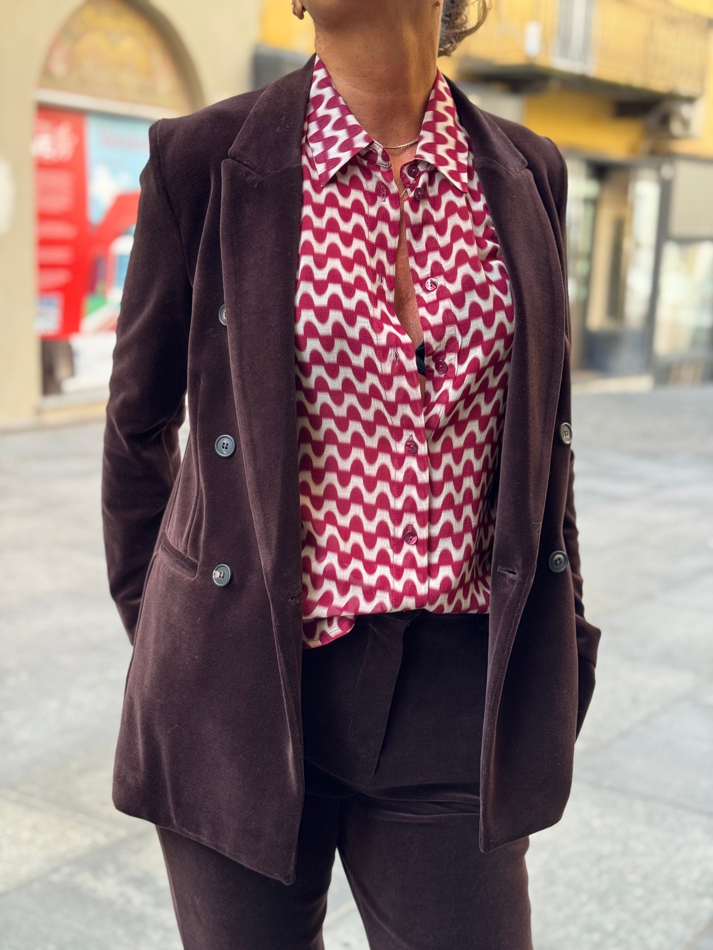 Blazer Doppiopetto Velluto Stretch