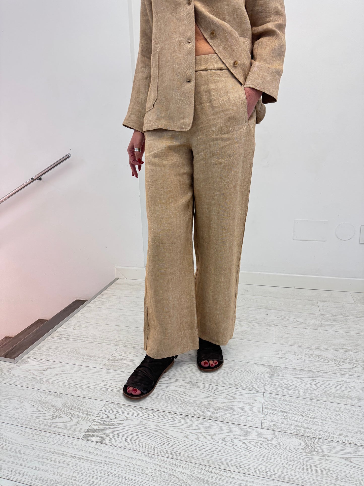 Pantalone Relaxed Lino Tabacco