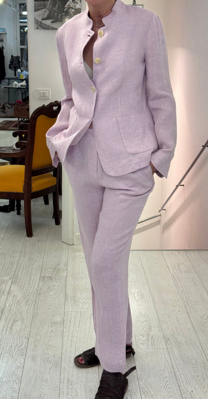 Pantalone Lino Con Coulisse Rosa