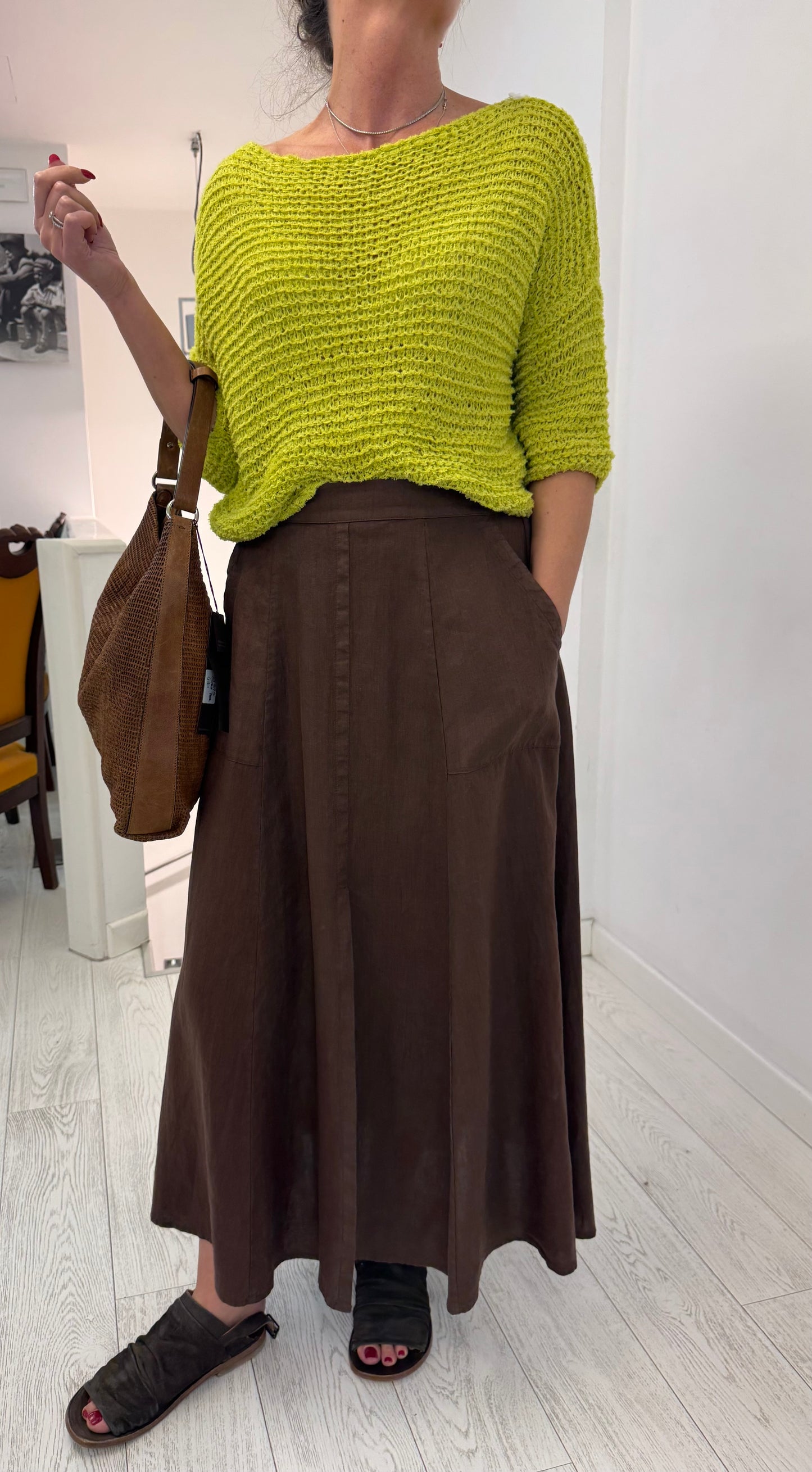 Maglia Manica Corta Filato Effetto Nastro