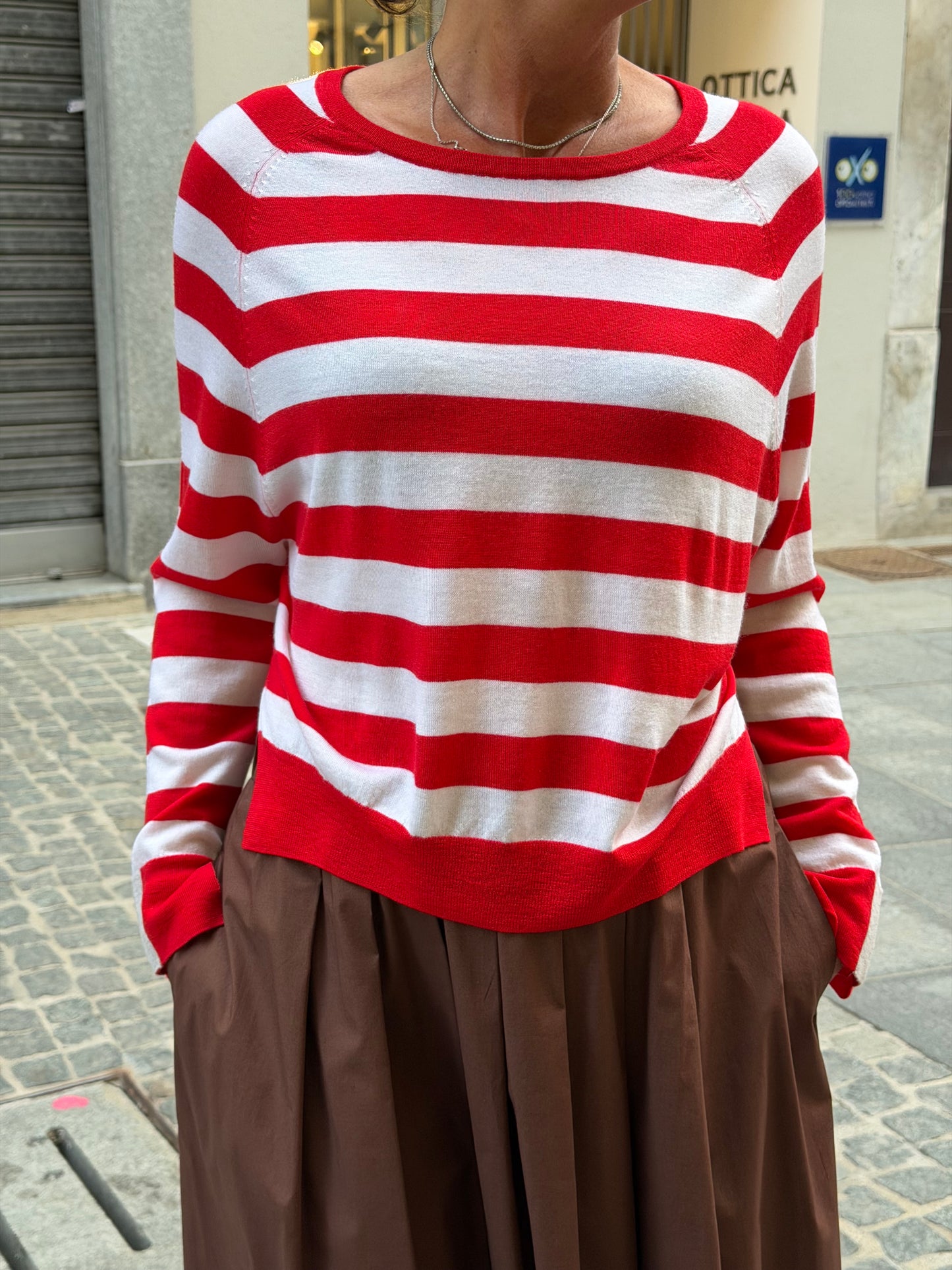 Maglia a Righe Spacco Laterale