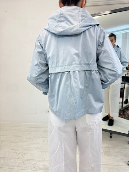 Trench Corto Con Cappuccio Raso di Cotone