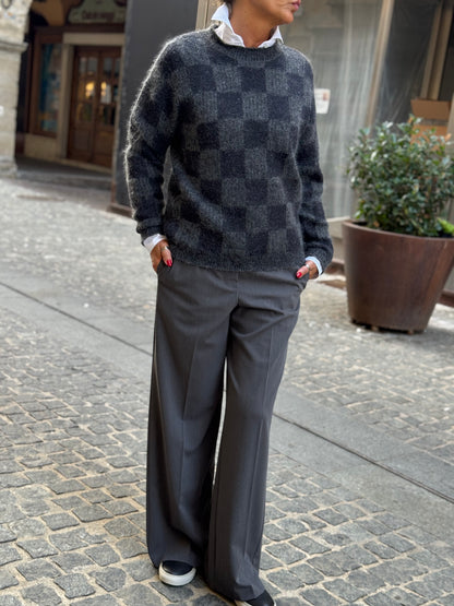 Maglia Girocollo a Scacchiera