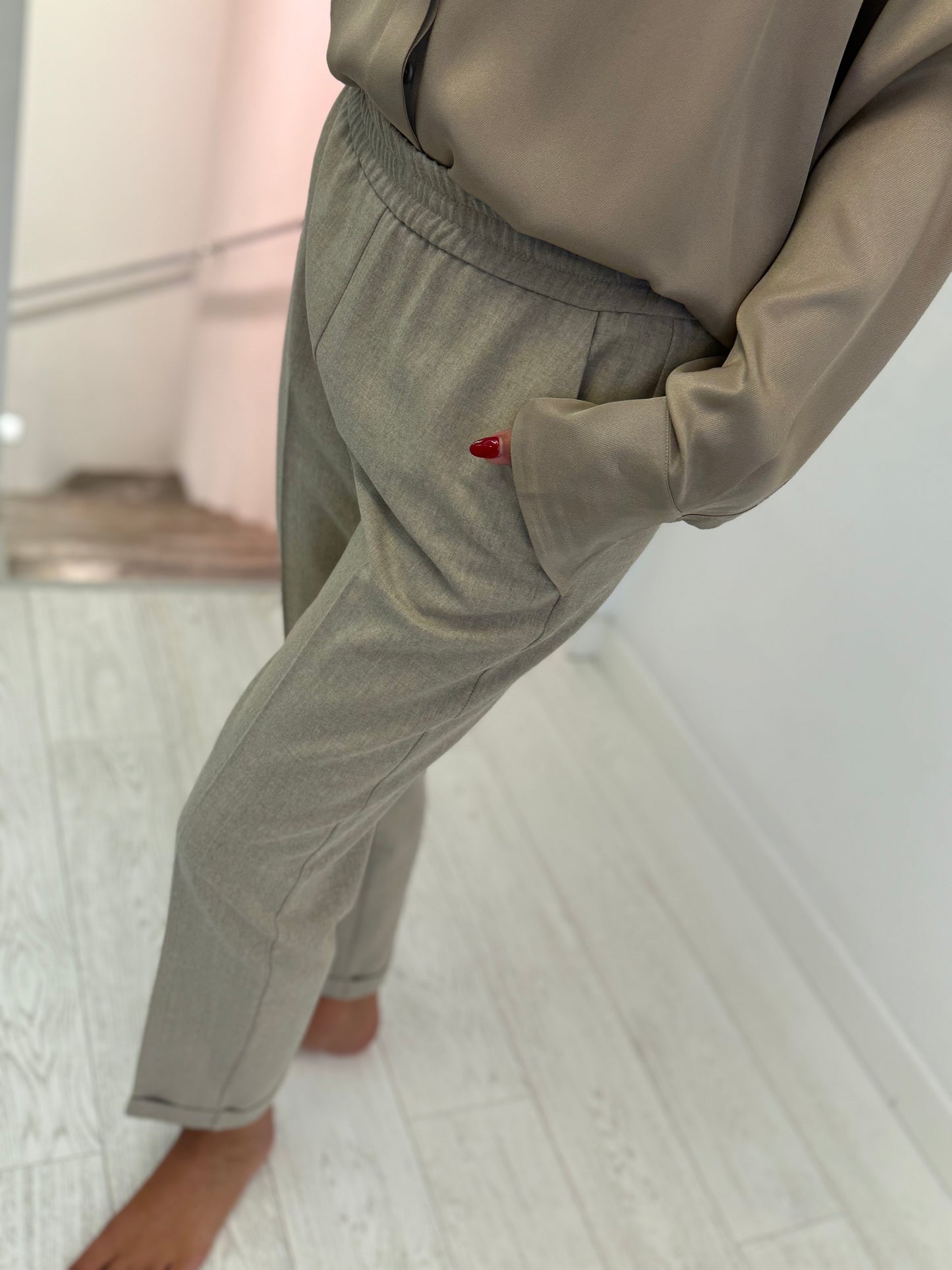 Pantalone Flanella con coulisse e Risvolto