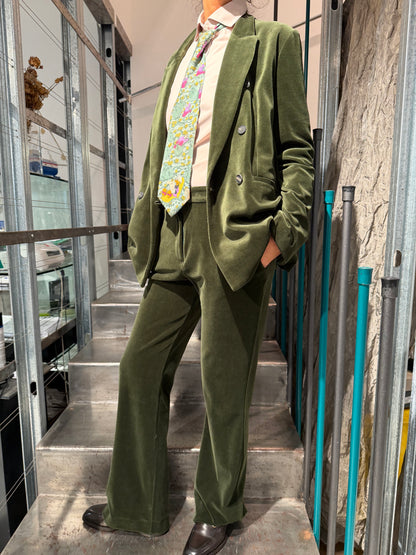 Blazer Doppiopetto Velluto Liscio Fotest Green