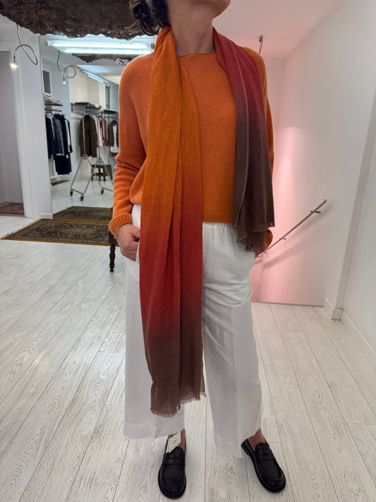 Stola Cashmere- Seta Degrade’ Brown- Orange