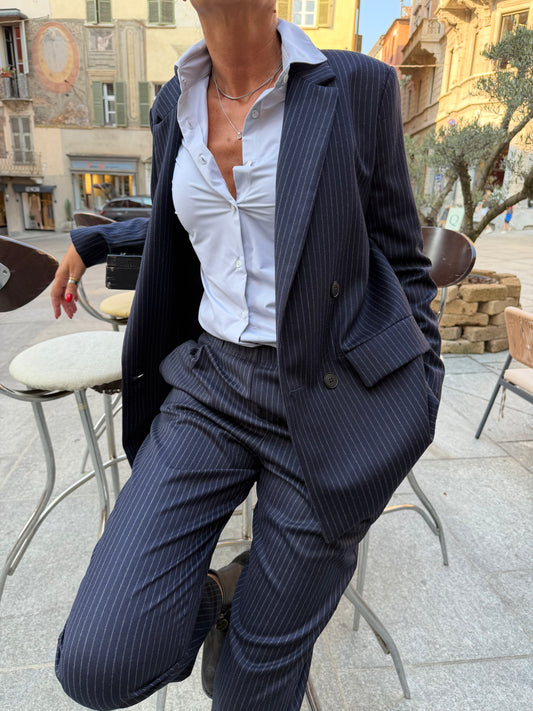Giacca Over Doppio Petto Gessato
