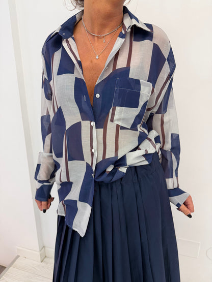 Camicia Mussola di Cotone Fantasia Astratta
