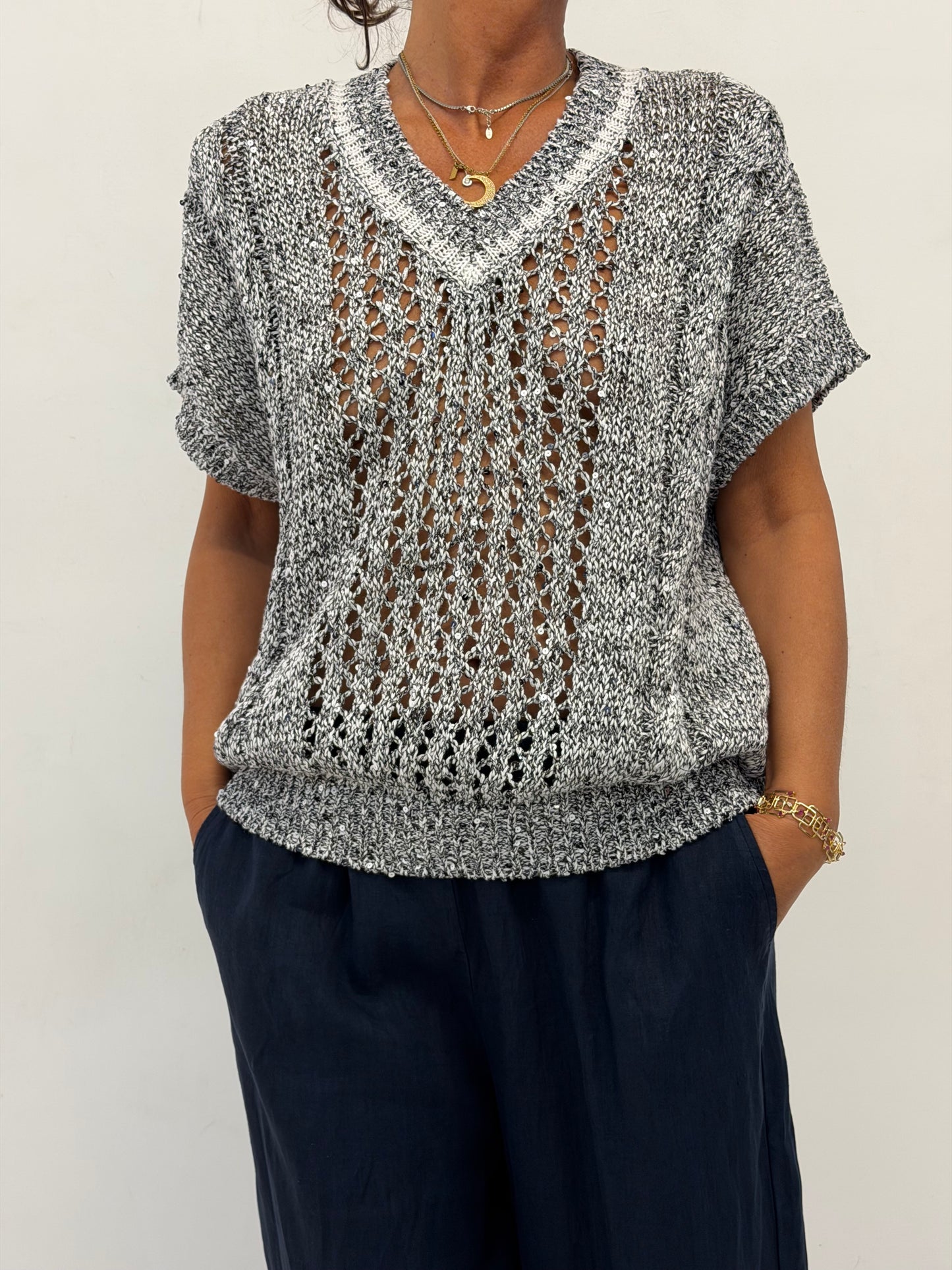 Maglia Diamond V Neck Traforata