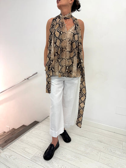 Sleeveless Blouse Viscose Snake