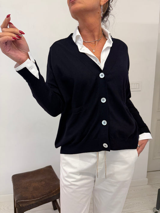 Cardigan Over Scollo V Merinos Ultrafine