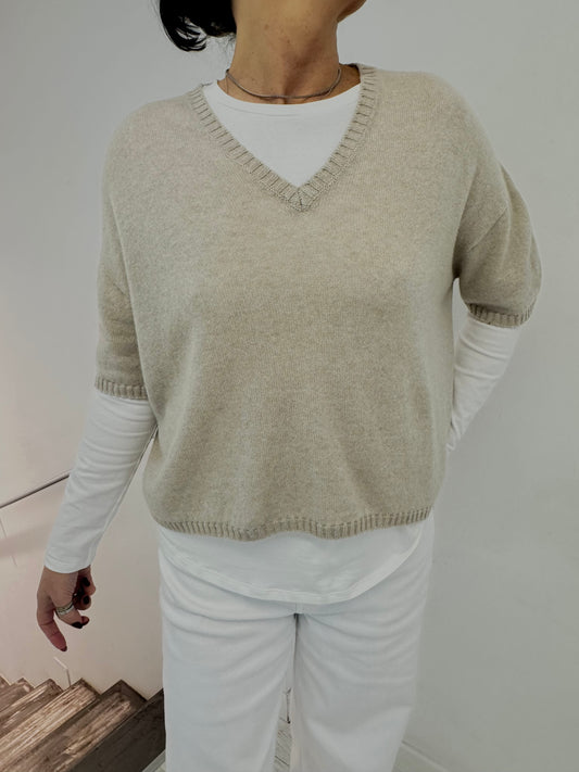 Maglia Cashmere Collo V Scatoletta