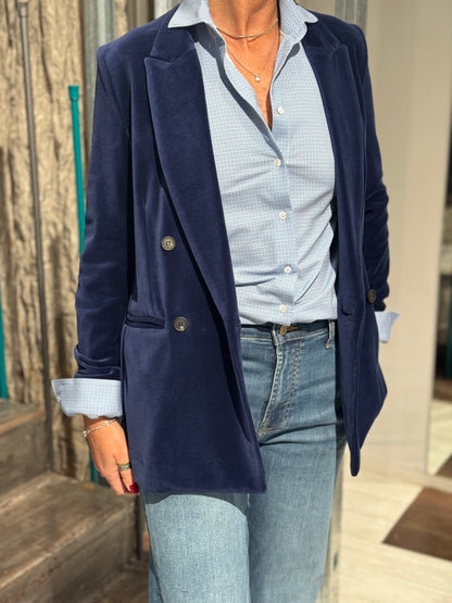 Blazer Doppiopetto Velluto Blu Royal