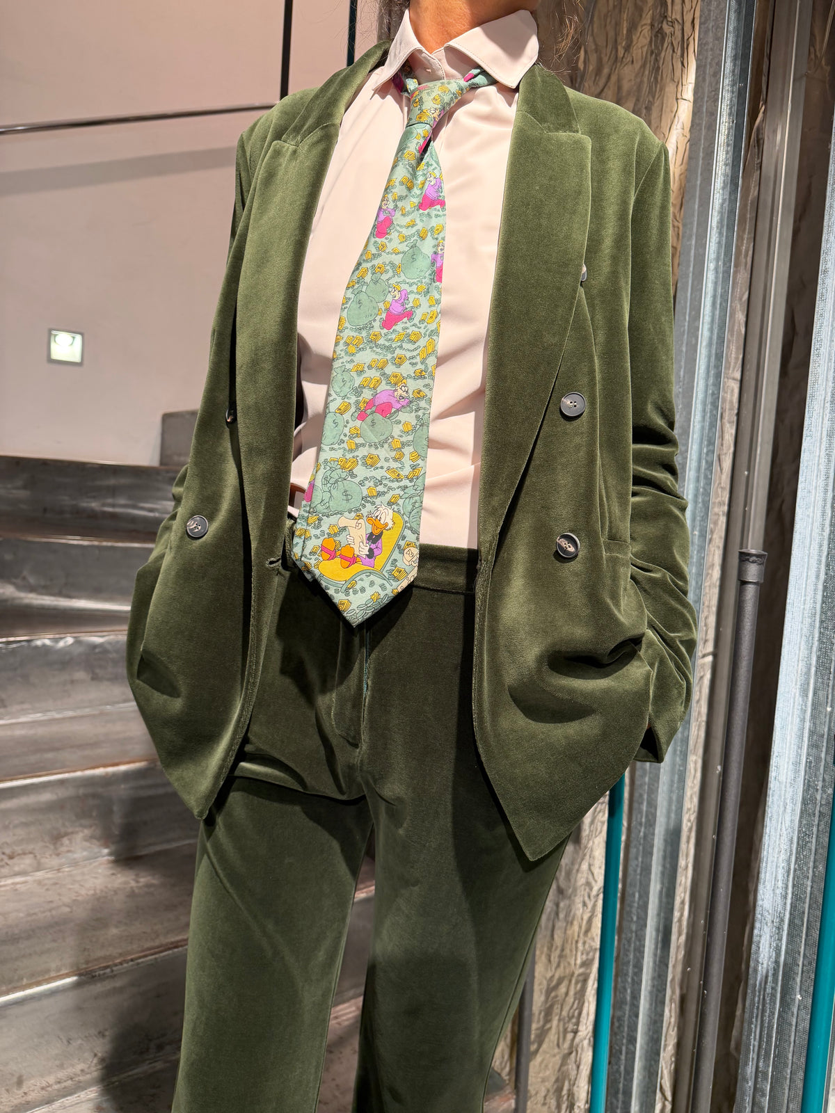 Blazer Doppiopetto Velluto Liscio Fotest Green