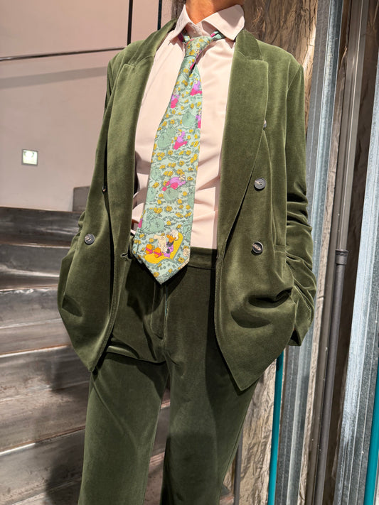 Blazer Doppiopetto Velluto Liscio Fotest Green