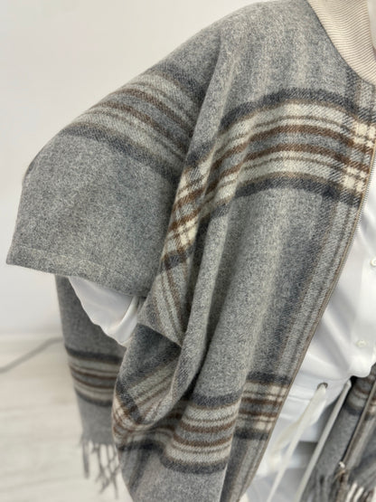 Poncho Tartan Con Frange