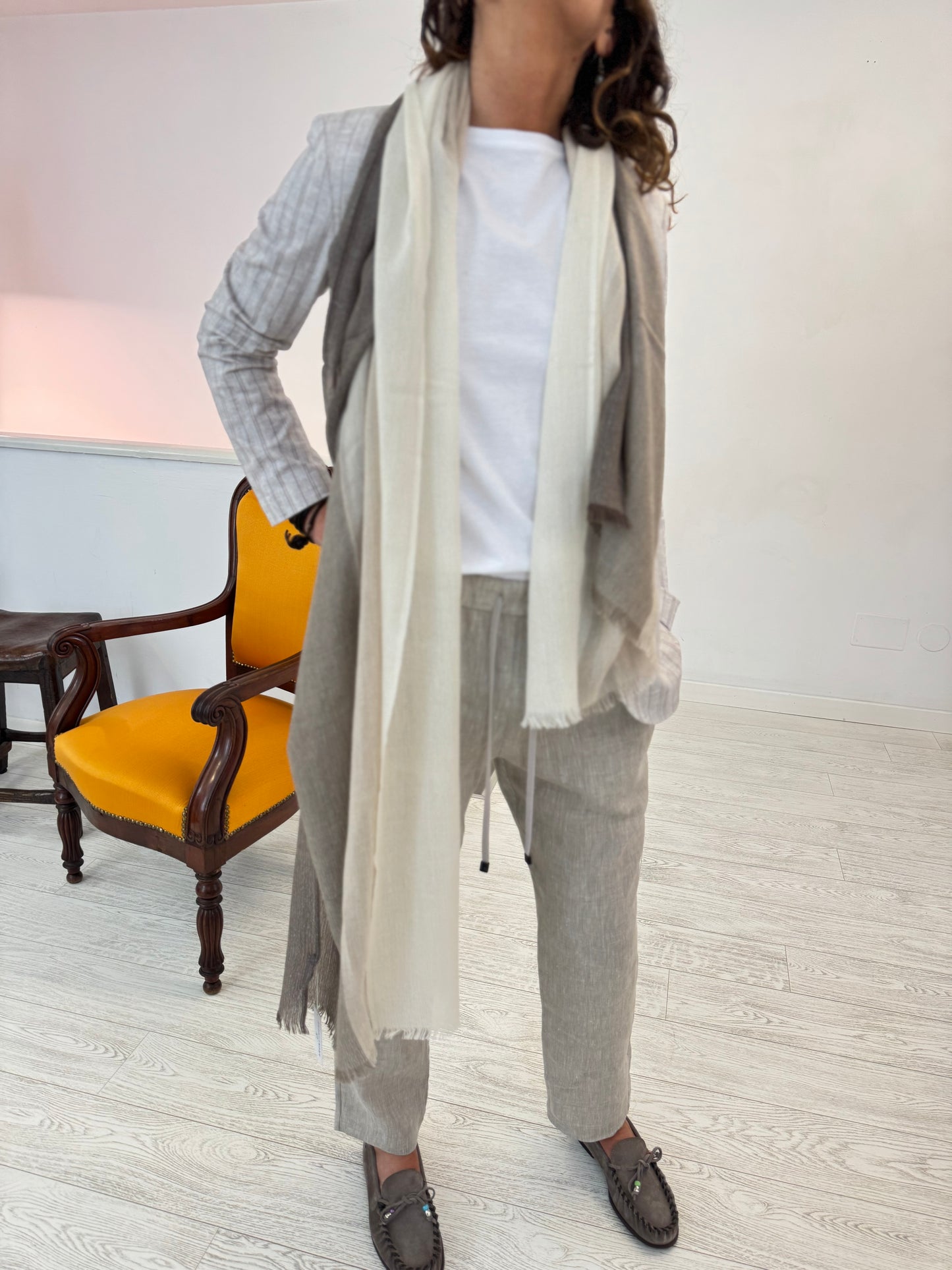 Stola Cashmere Seta Nocciola- Beige