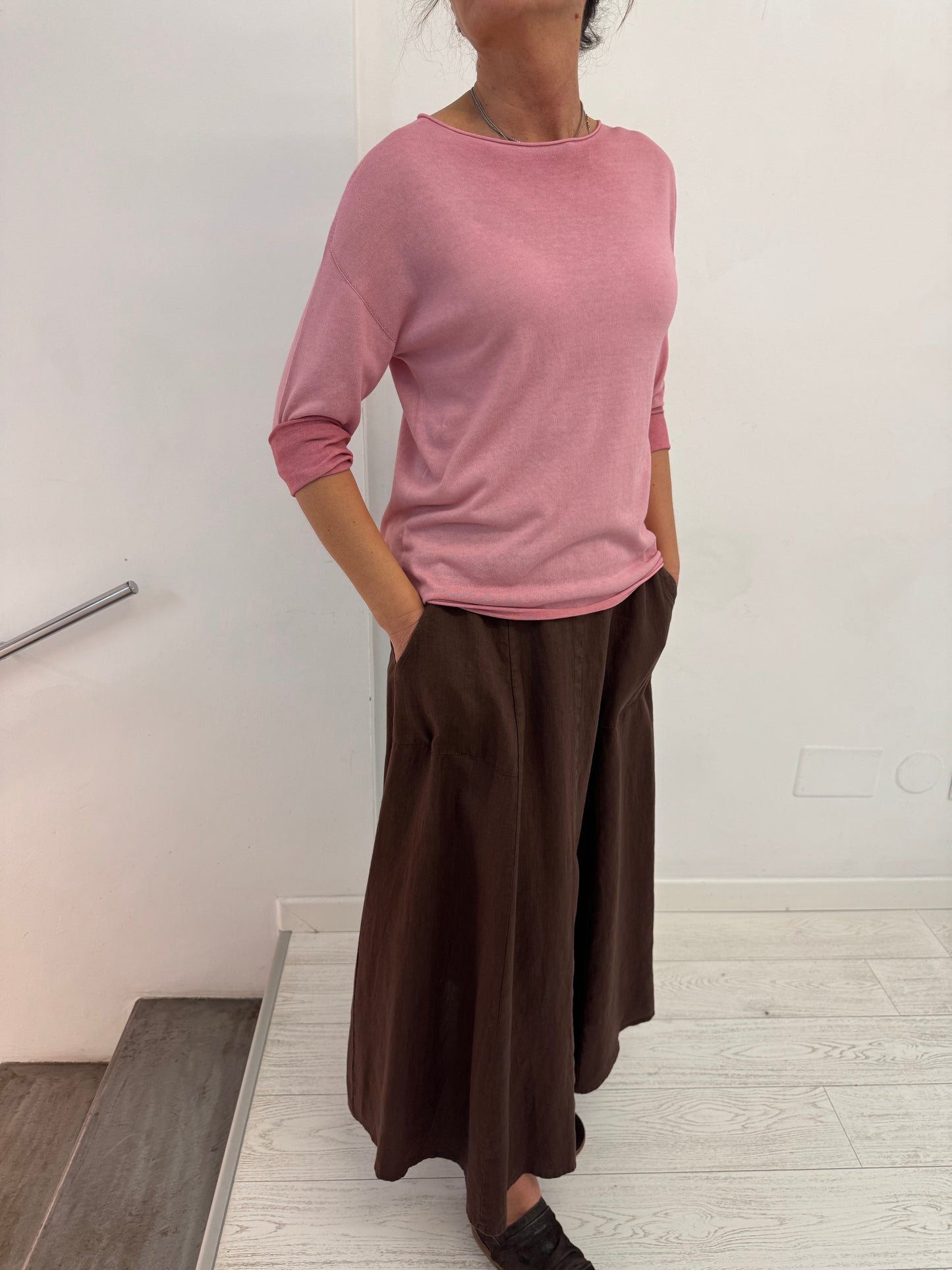 Maglia Over  Fit Scollo Barca Cotone Wave