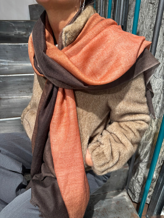 Stola Cashmere- Seta Degrade’ Brown- Burgundi