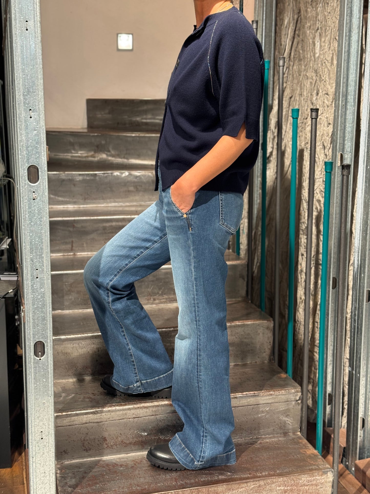 Cardigan Coreana Manica Corta Con Monile