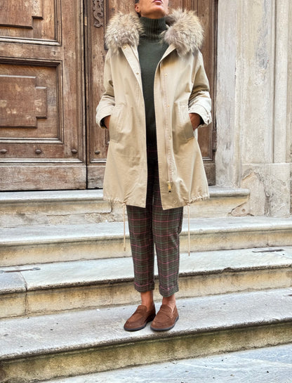 Parka Canvas Collo Pelliccia Interno Staccabile